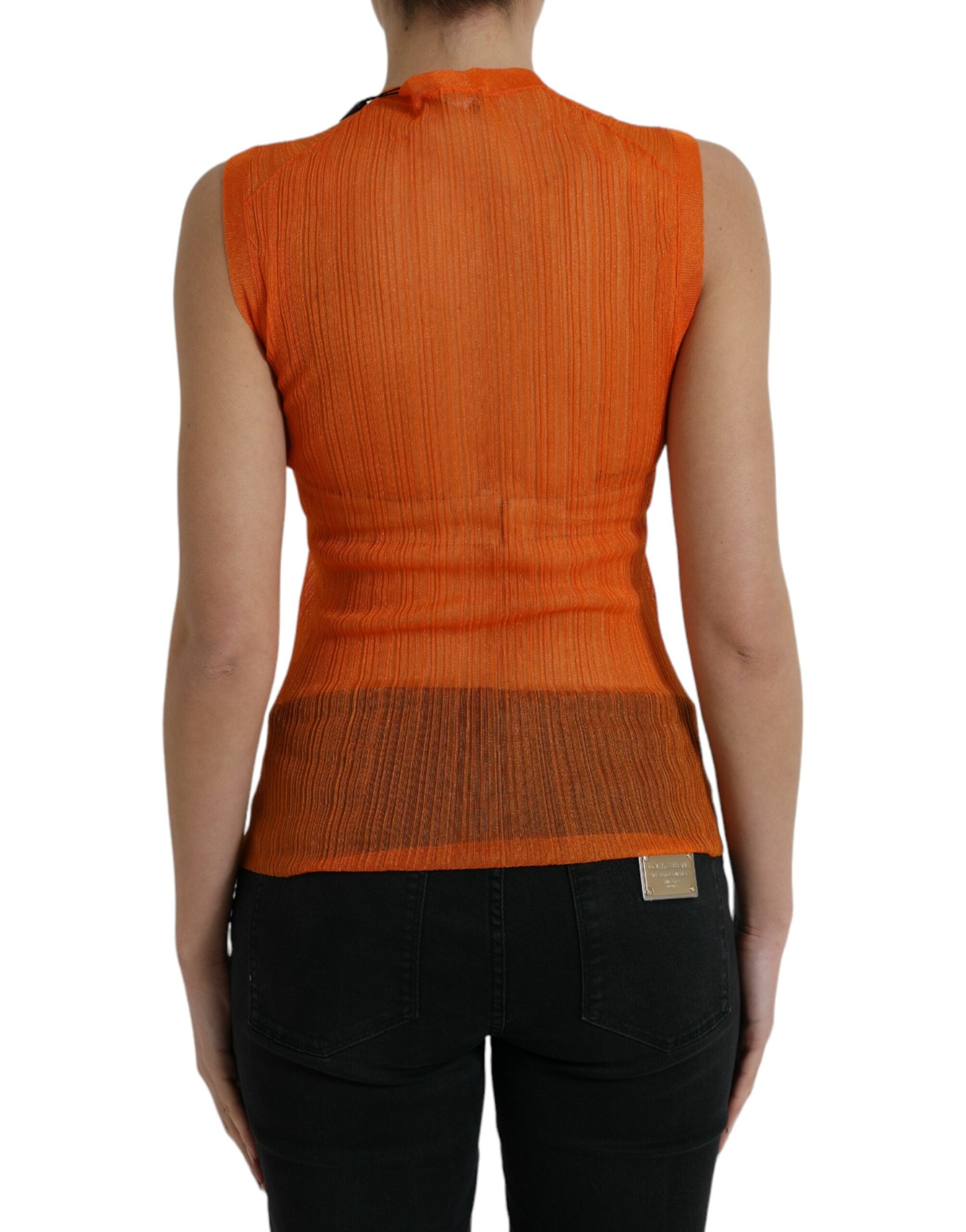 Chic orange round neck tank top