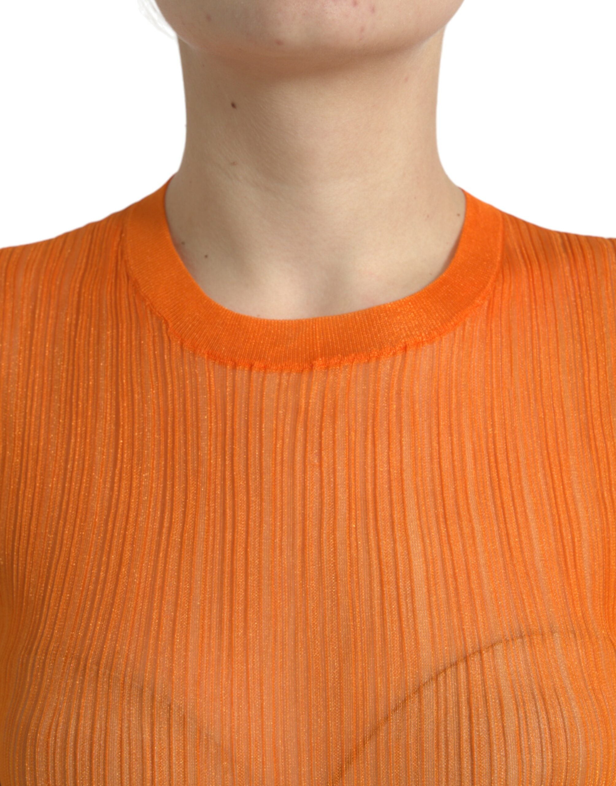 Chic orange round neck tank top