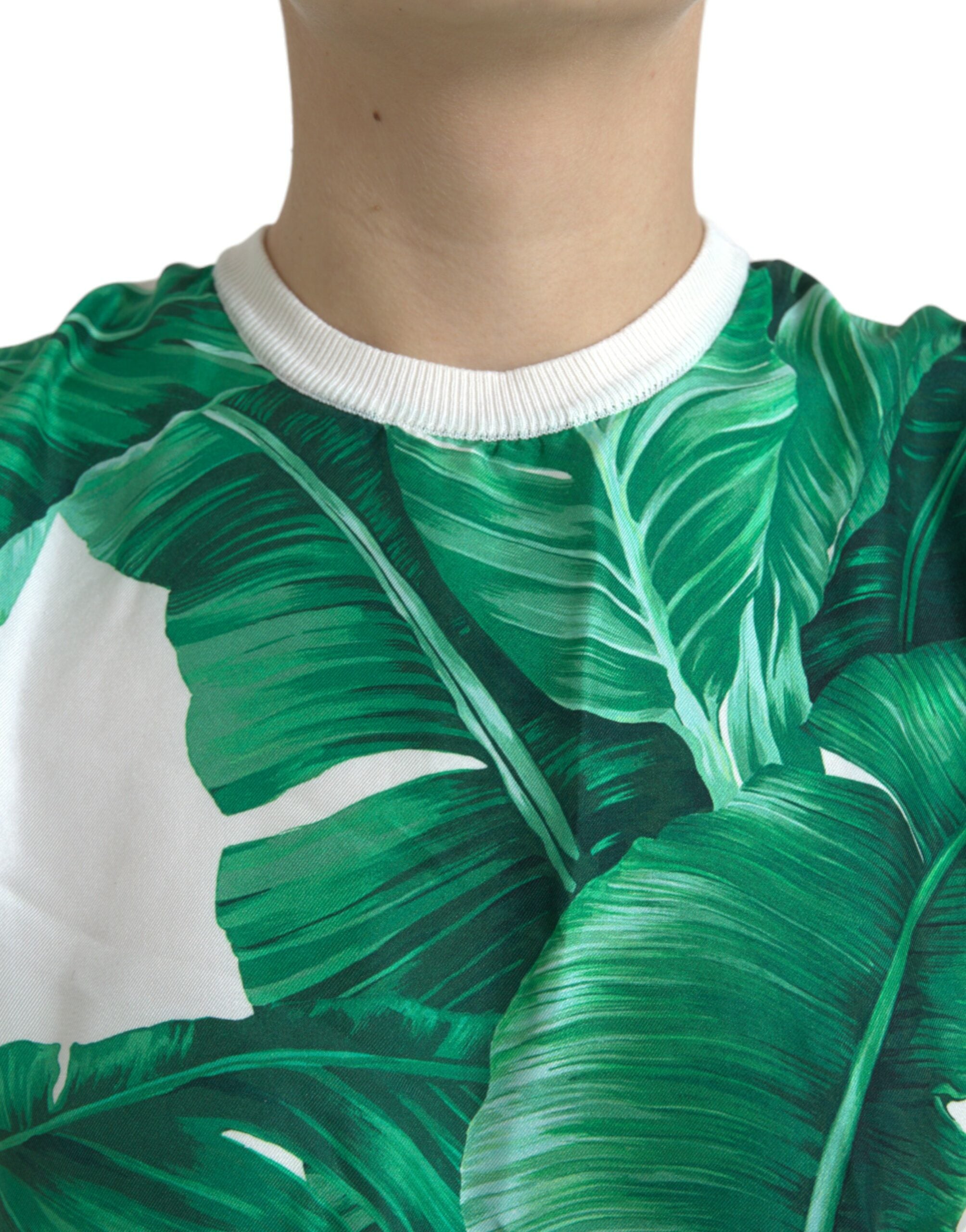 Banana leaf print silk top