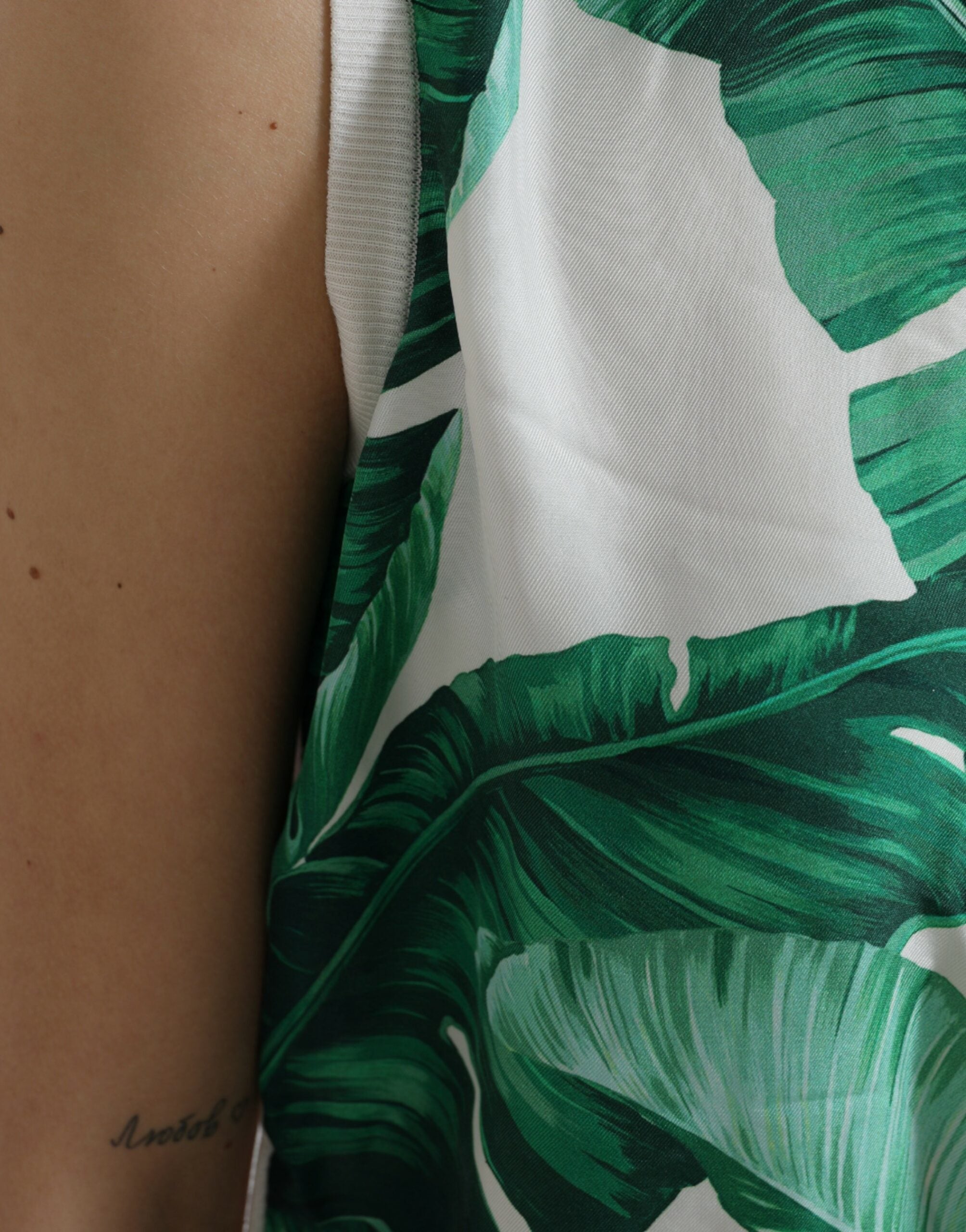 Banana leaf print silk top
