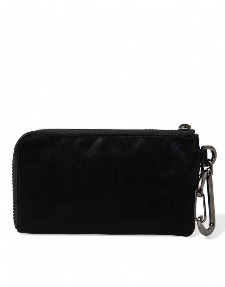 Schwarzes Nylon Logo Plaque Schlüsselanhänger Tasche Clutch