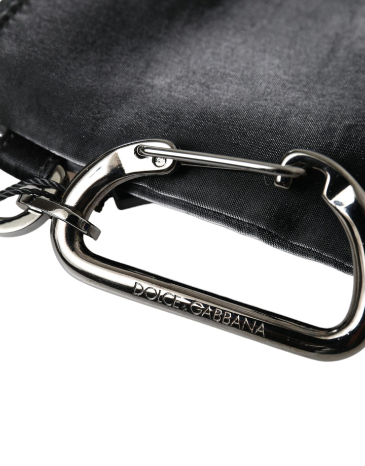 Schwarzes Nylon Logo Plaque Schlüsselanhänger Tasche Clutch