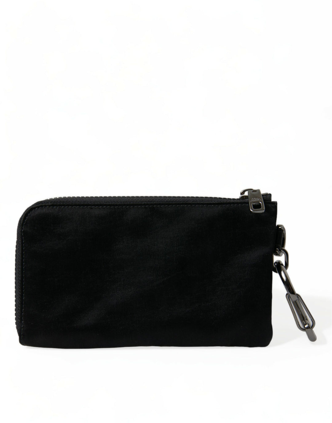 Schwarzes Nylon Logo Plaque Schlüsselanhänger Tasche Clutch