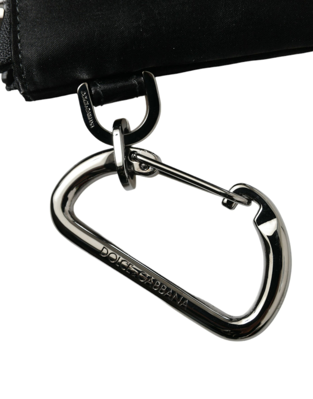 Schwarzes Nylon Logo Plaque Schlüsselanhänger Tasche Clutch