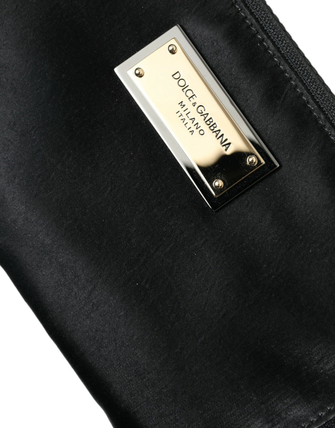 Schwarzes Nylon Logo Plaque Schlüsselanhänger Tasche Clutch