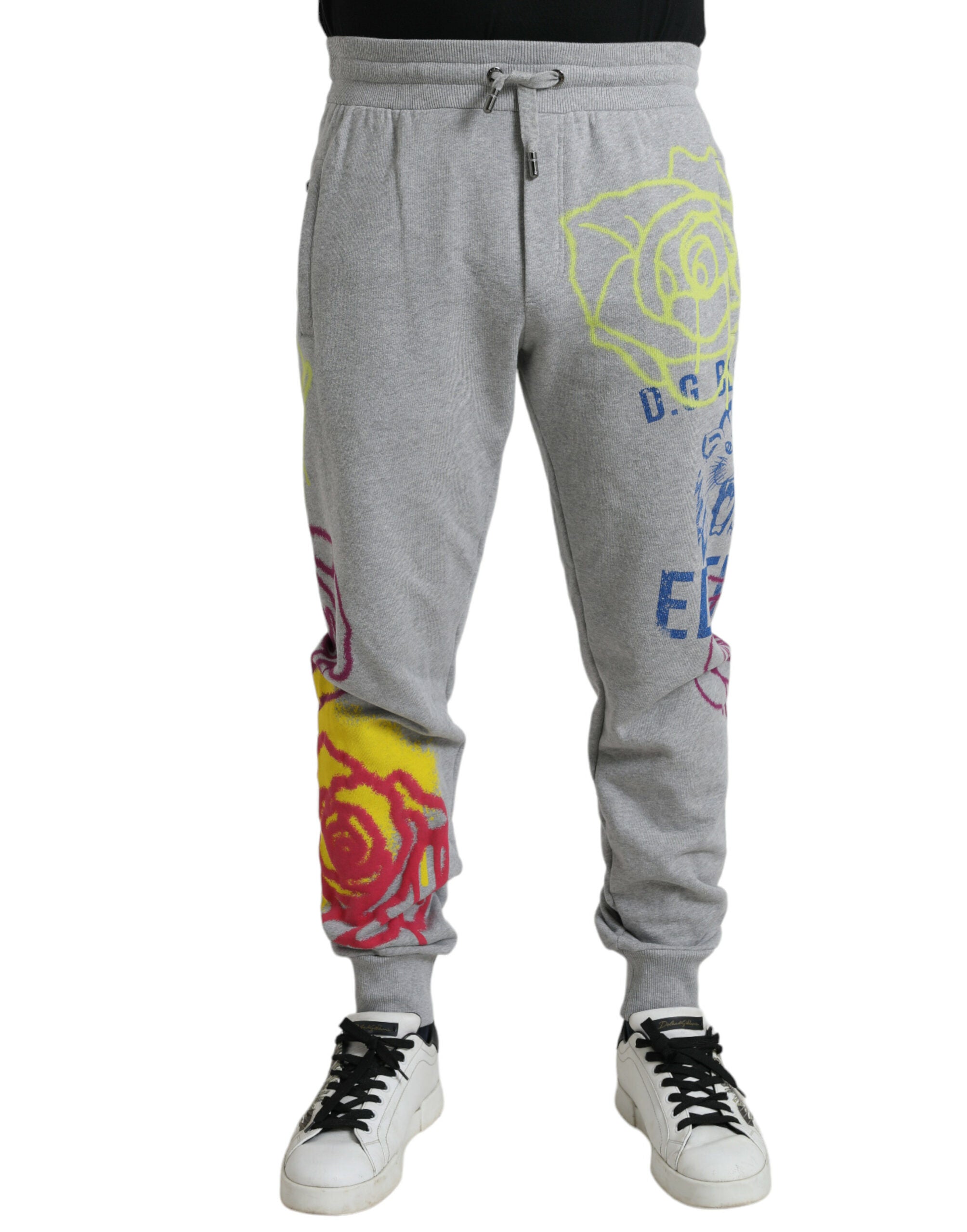 Chic grey skinny joggers made of cotton