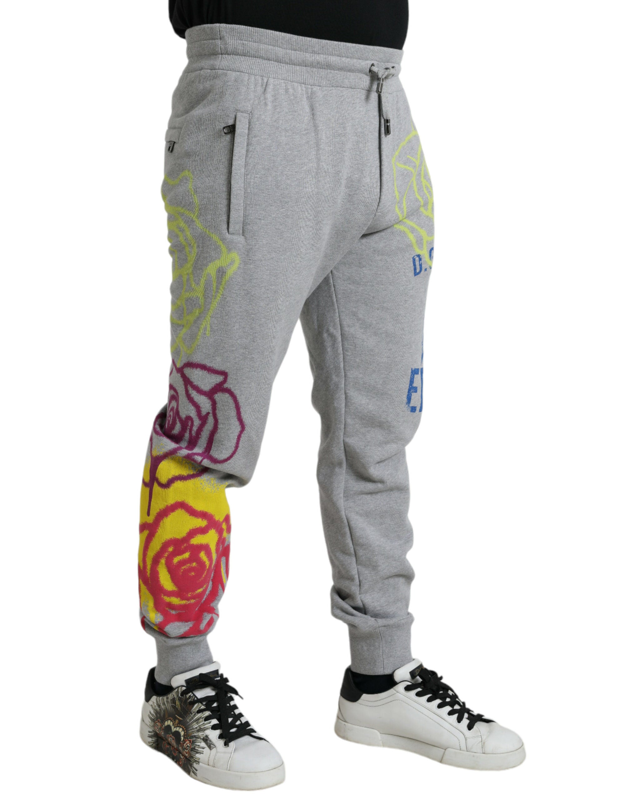 Chic grey skinny joggers made of cotton