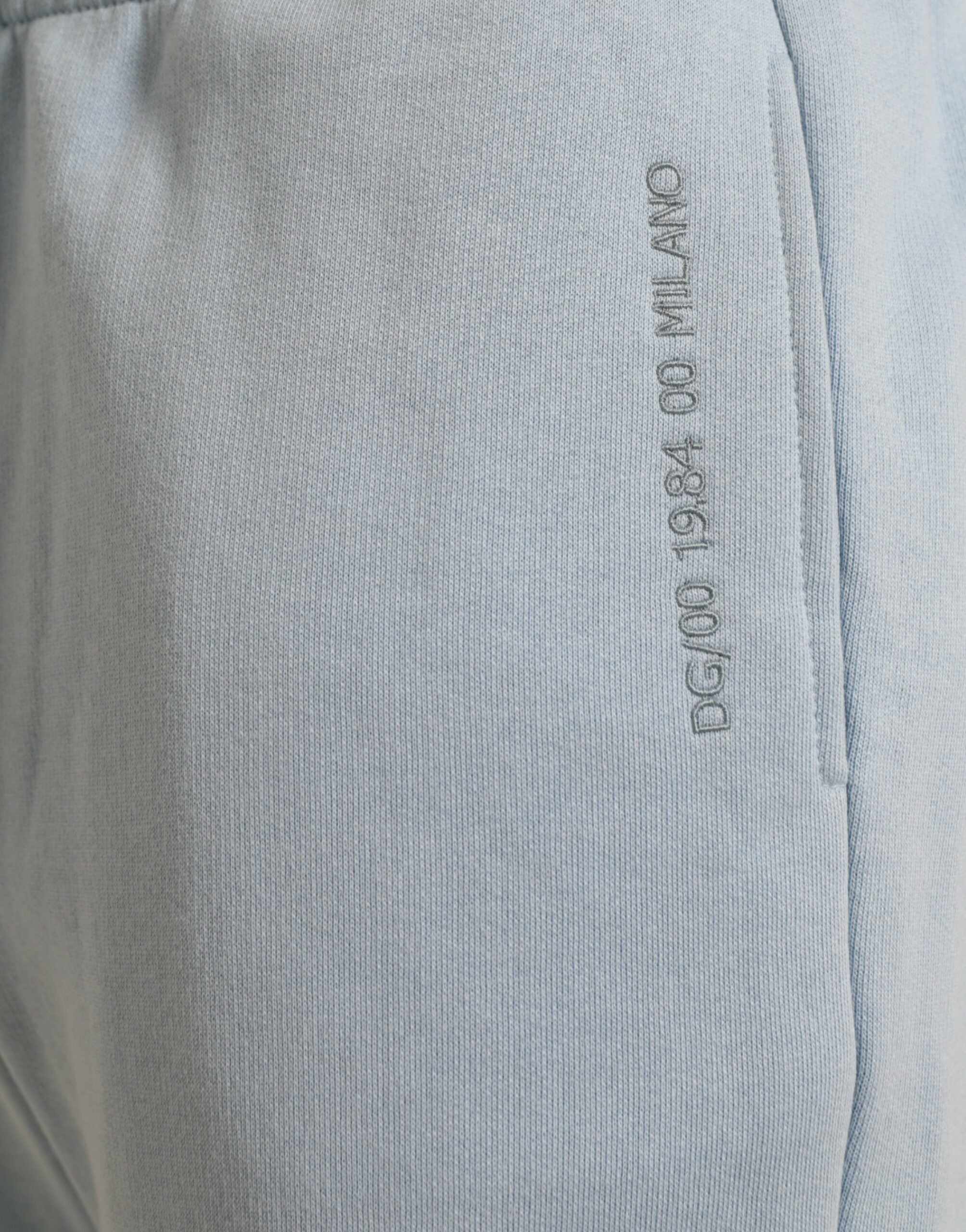 Elegant light blue cotton blend jogging pants