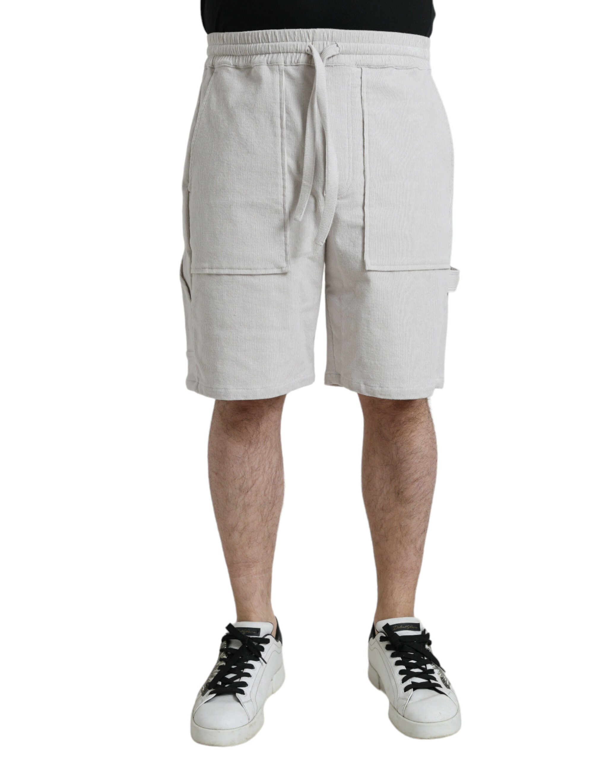 Bermuda shorts for men made of beige cotton corduroy