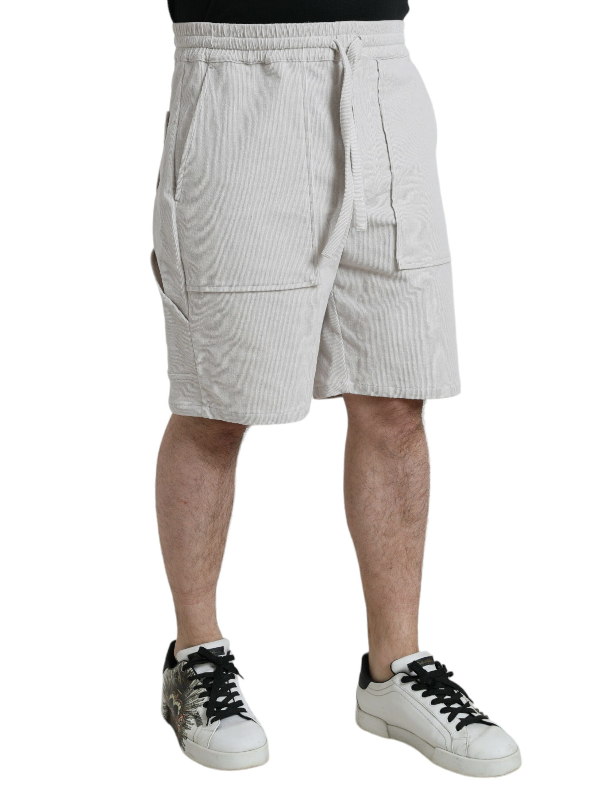 Bermuda shorts for men made of beige cotton corduroy