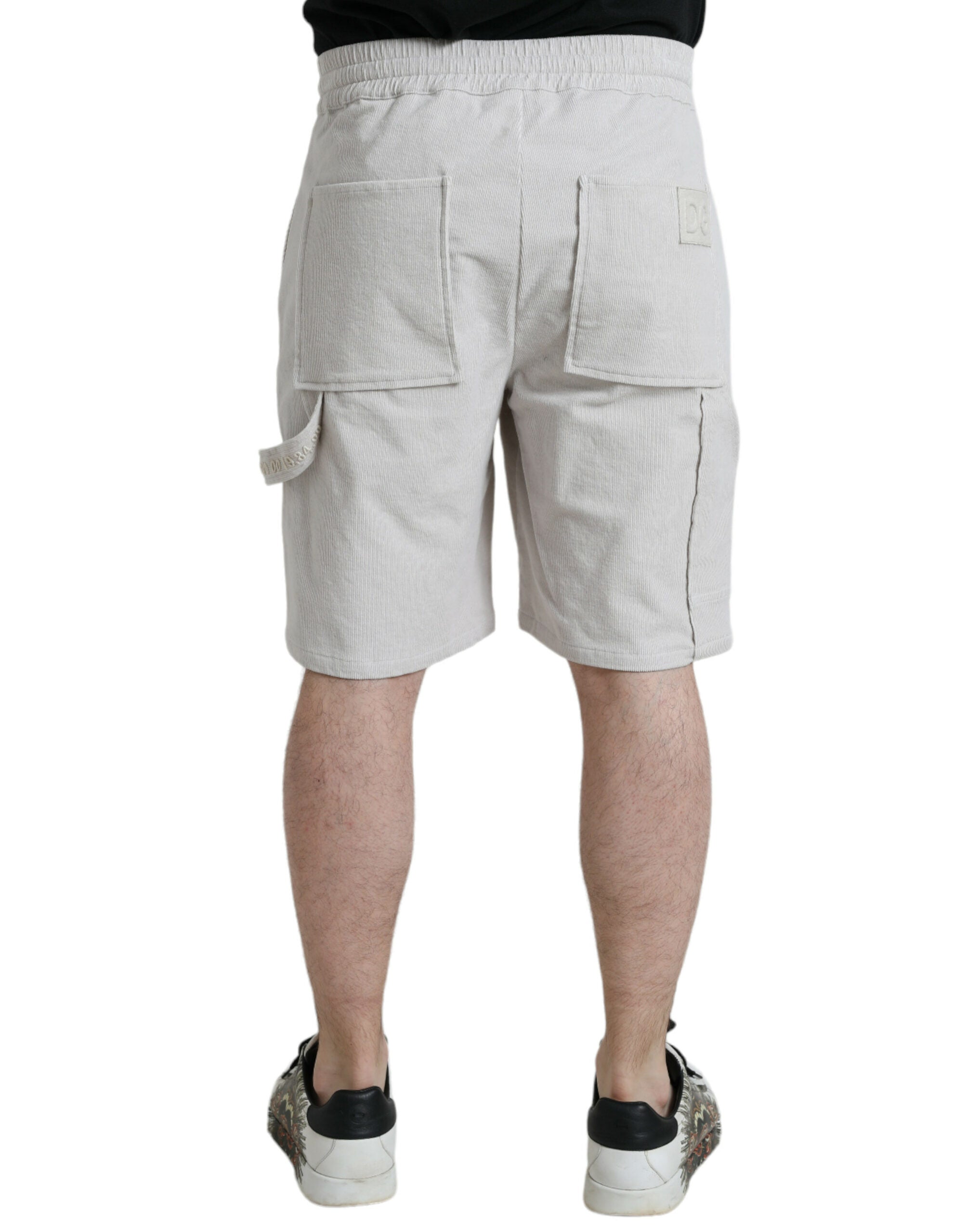 Bermuda shorts for men made of beige cotton corduroy