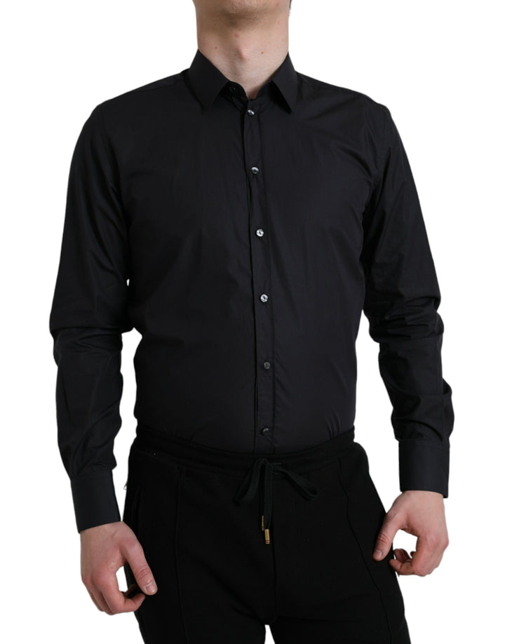 Elegant navy blue slim fit shirt