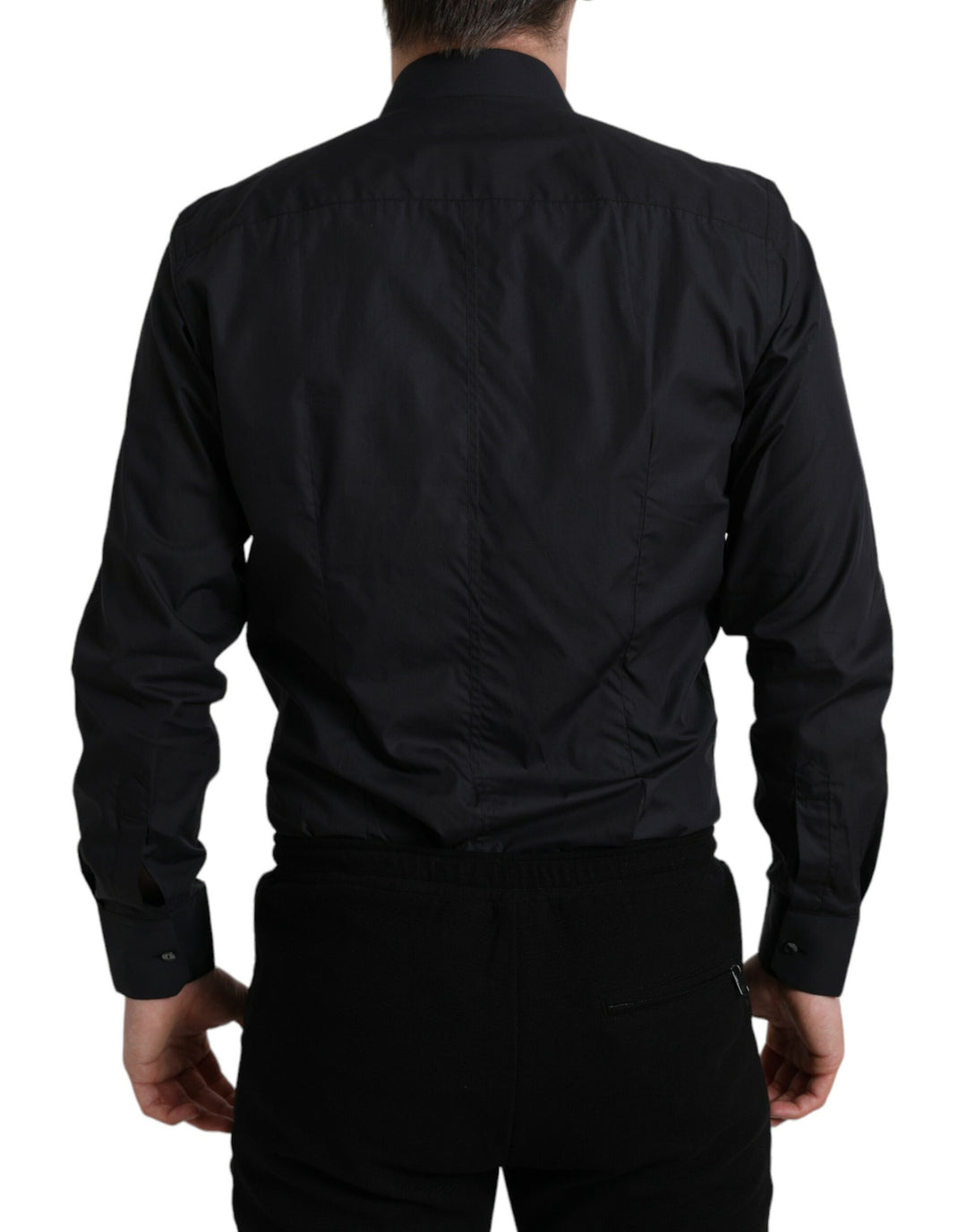 Elegant navy blue slim fit shirt