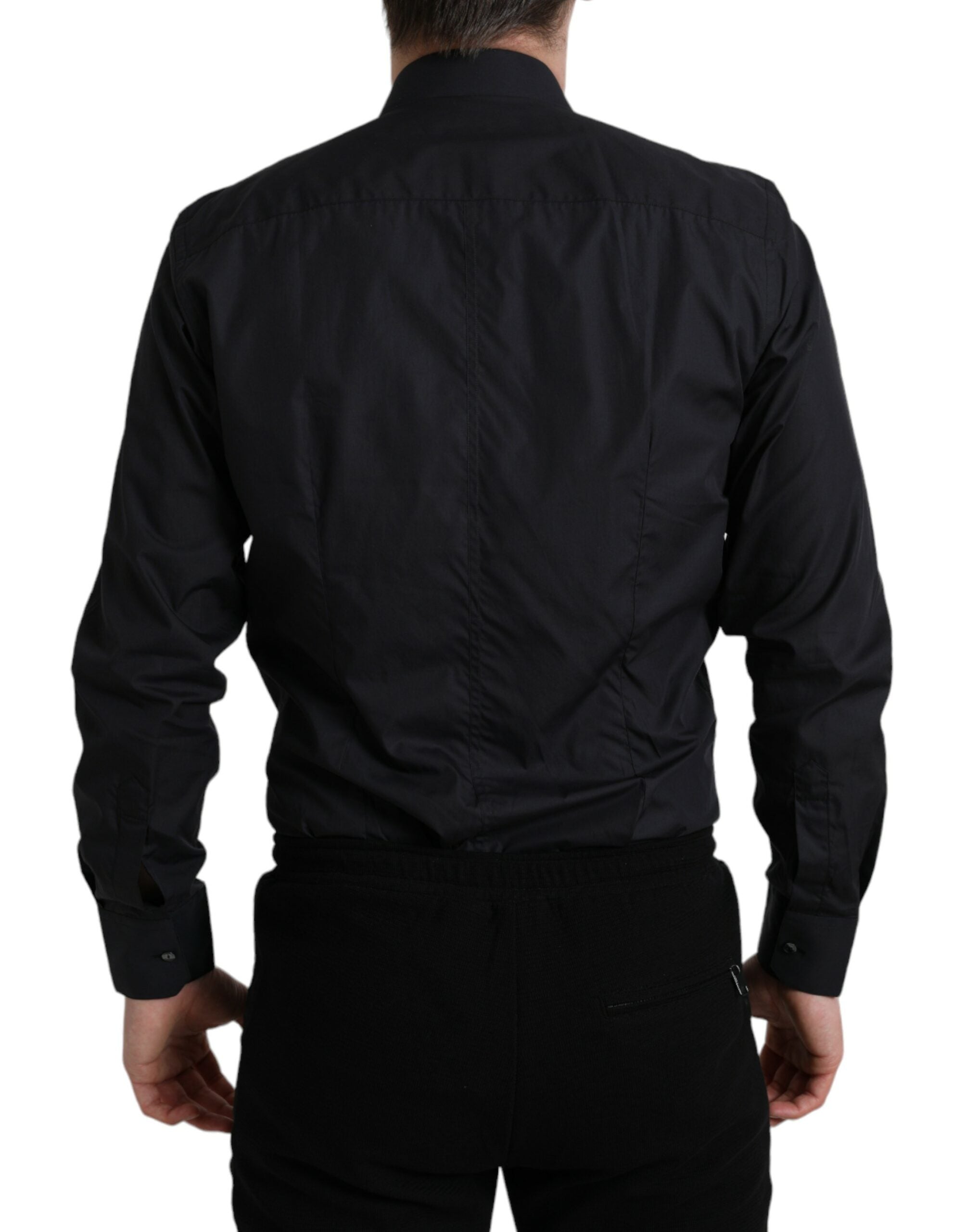 Elegant navy blue slim fit shirt