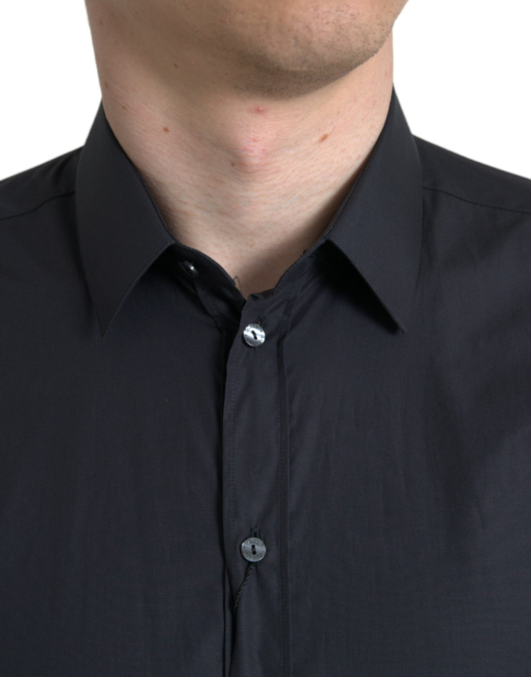 Elegant navy blue slim fit shirt