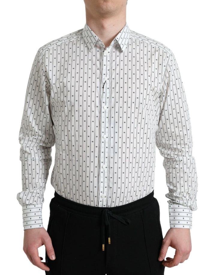 Elegant white slim fit cotton shirt