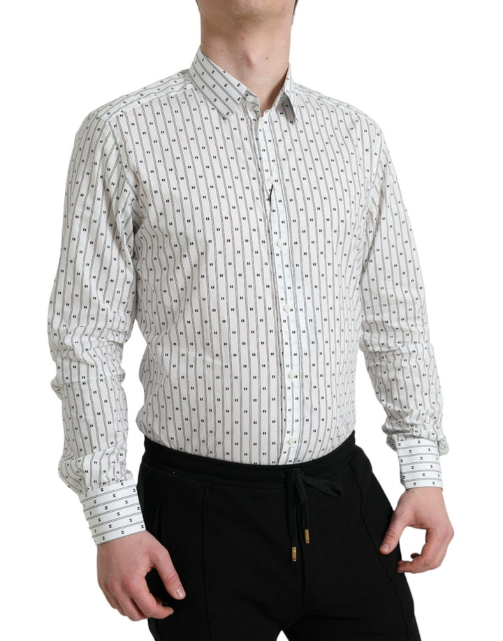Elegant white slim fit cotton shirt