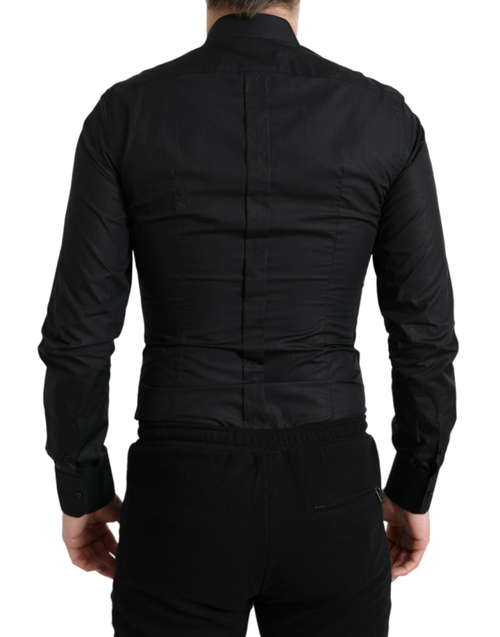 Schwarzes Logo-Baumwollhemd GOLD Formal