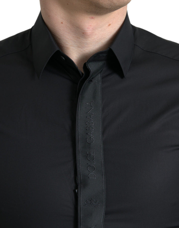 Schwarzes Logo-Baumwollhemd GOLD Formal