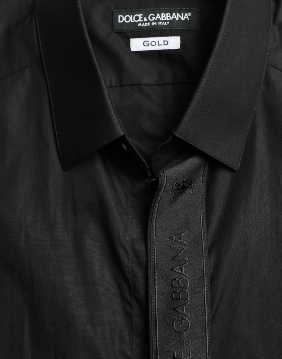 Schwarzes Logo-Baumwollhemd GOLD Formal