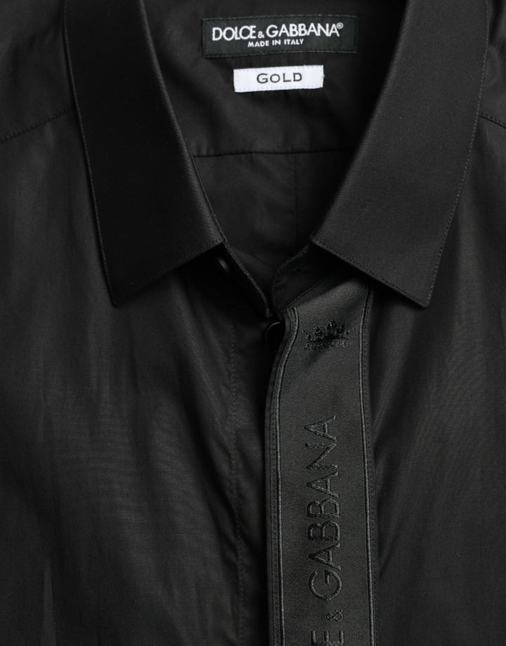Schwarzes Logo-Baumwollhemd GOLD Formal