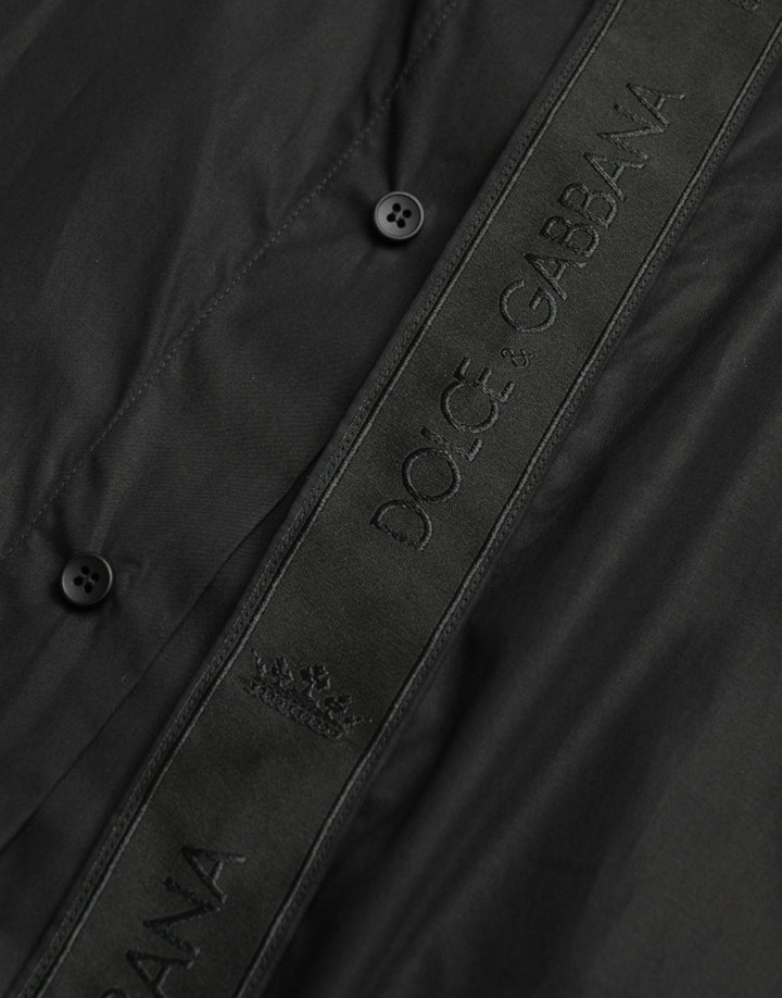 Schwarzes Logo-Baumwollhemd GOLD Formal