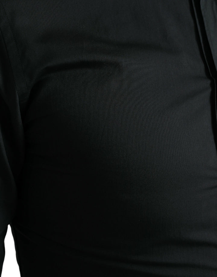 Elegant slim black silk blend shirt