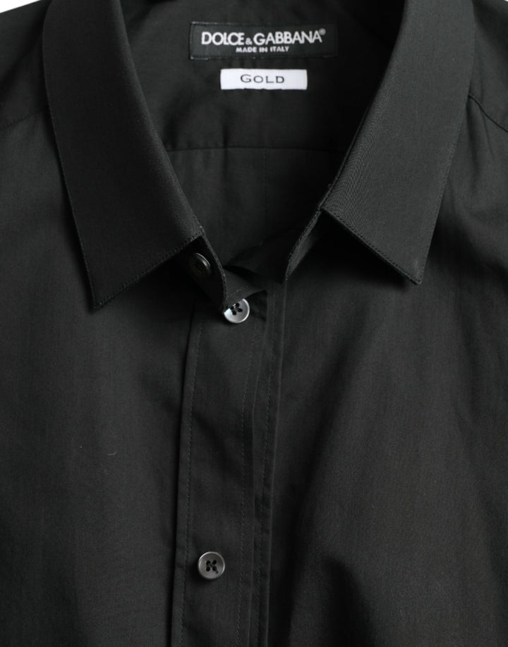 Elegant slim black silk blend shirt