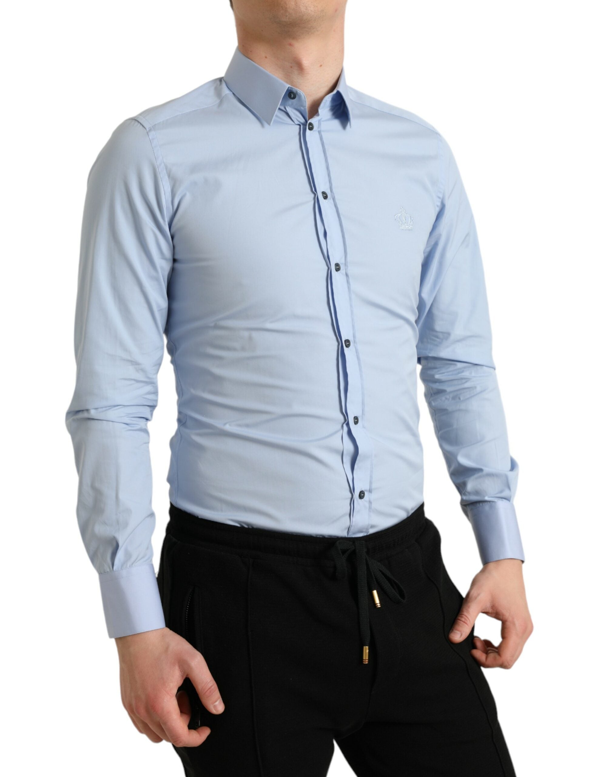 Elegant sky blue slim fit shirt