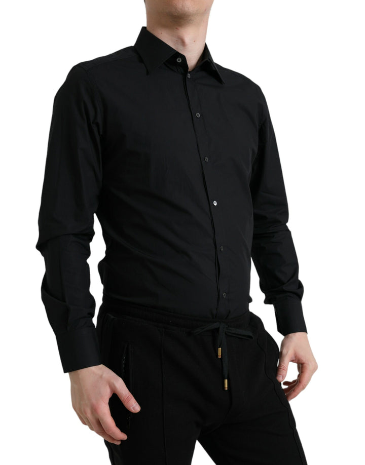 Elegant Black Slim Fit Italian Dress Shirt