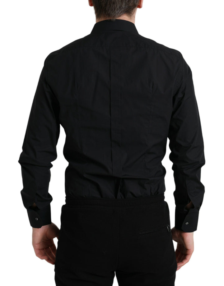 Elegant Black Slim Fit Italian Dress Shirt