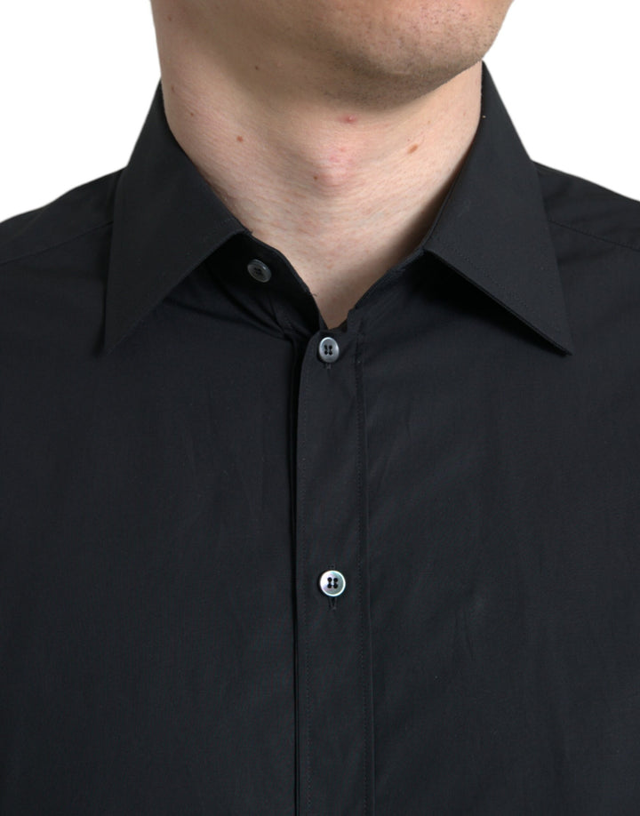 Elegant Black Slim Fit Italian Dress Shirt