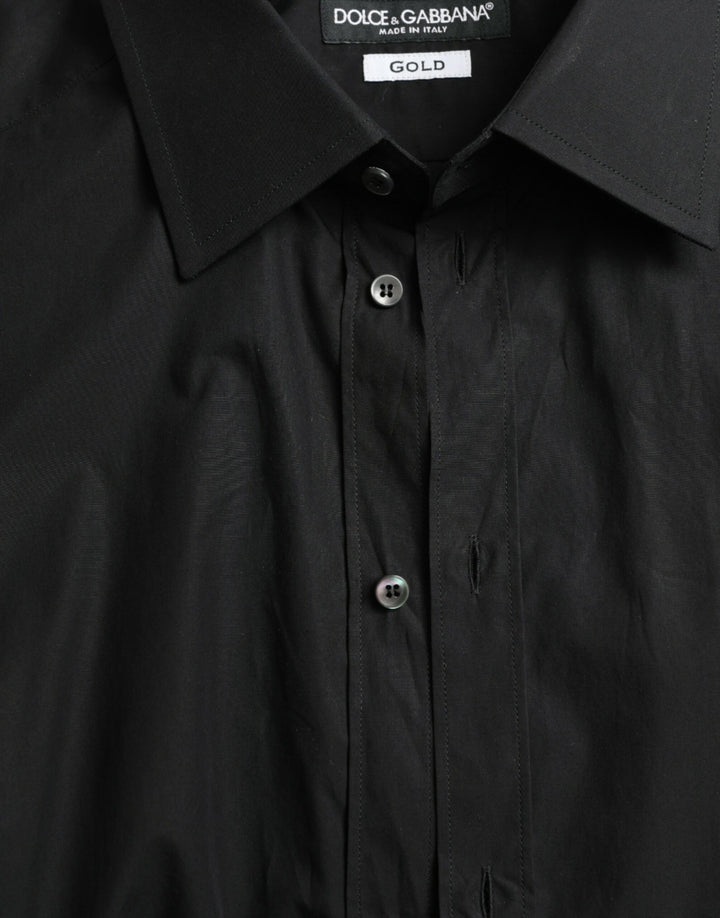 Elegant Black Slim Fit Italian Dress Shirt