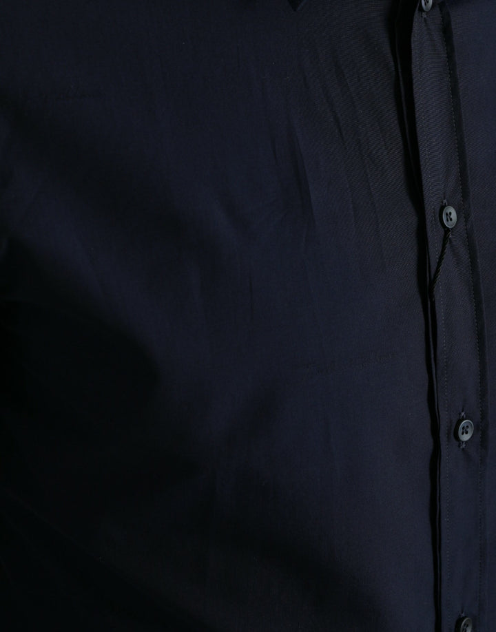 Elegant navy blue jacquard shirt