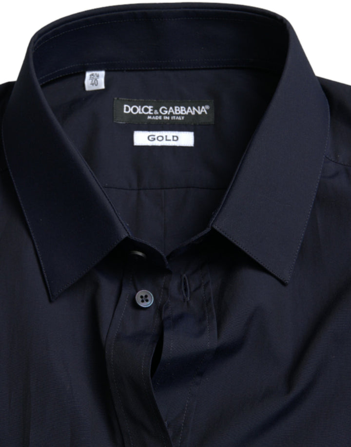 Elegant navy blue jacquard shirt
