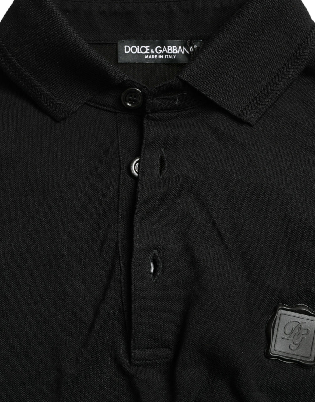 Schwarzes Logo-Kragen-T-Shirt mit kurzen Ärmeln