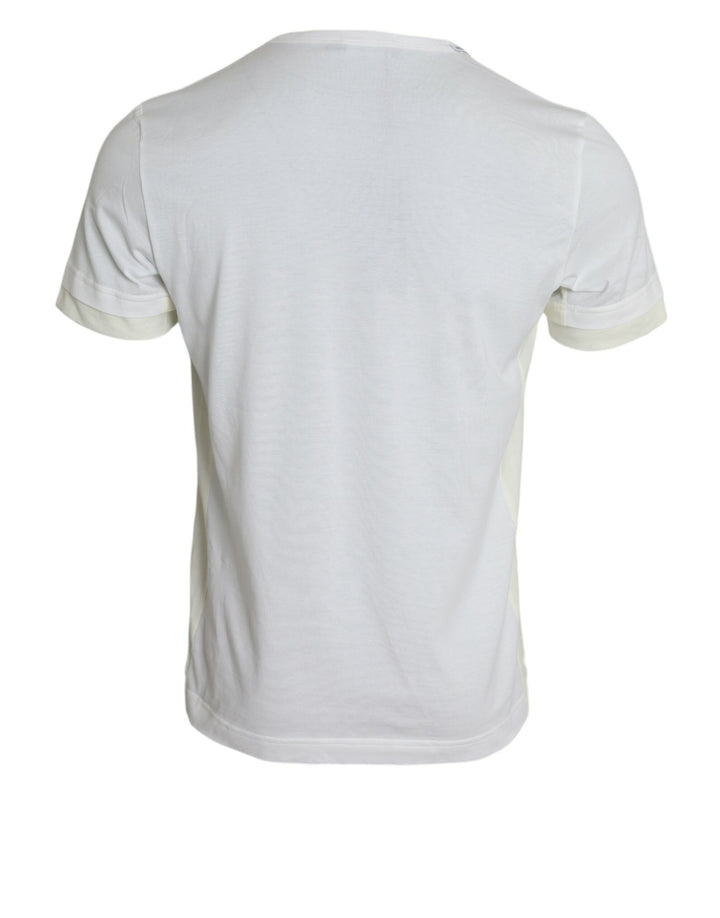 Elegant white cotton T-shirt with round neck