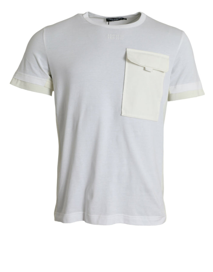 Elegant white cotton T-shirt with round neck