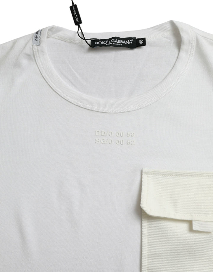 Elegant white cotton T-shirt with round neck