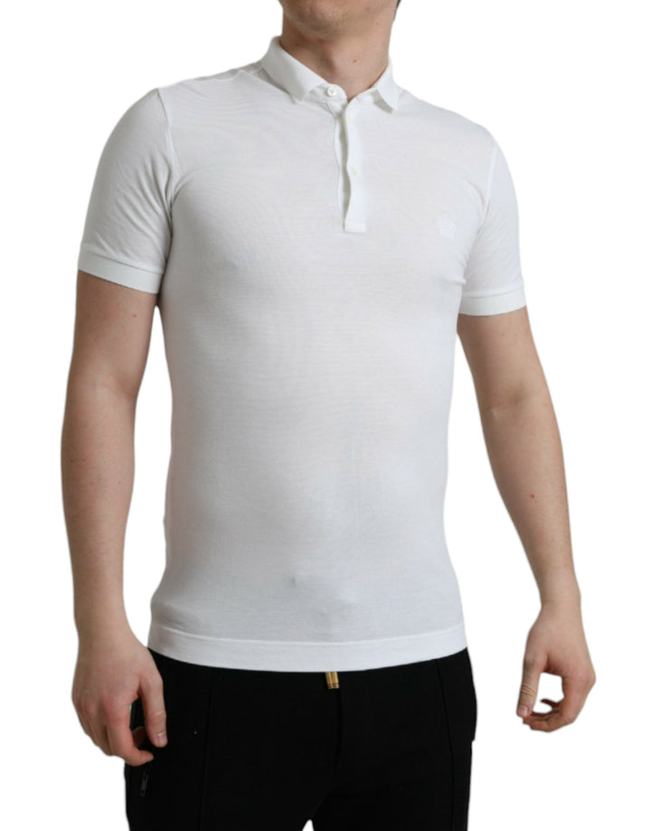 Weißes Kurzarm-T-Shirt mit Kragen und Krone
