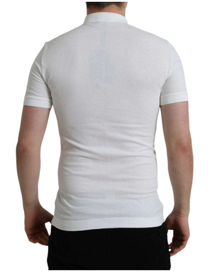 Weißes Kurzarm-T-Shirt mit Kragen und Krone