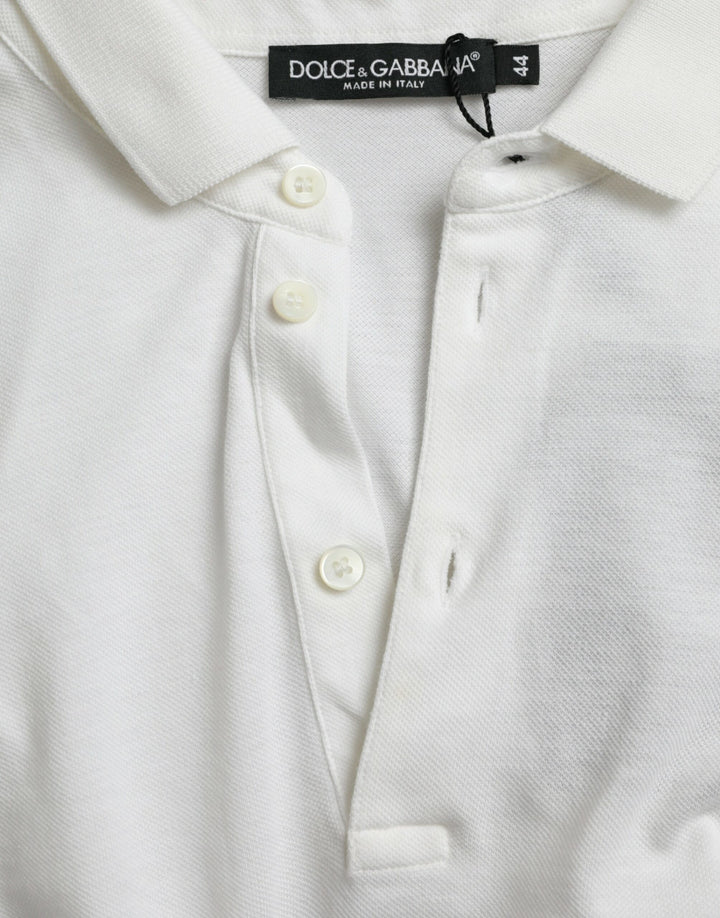 Weißes Kurzarm-T-Shirt mit Kragen und Krone