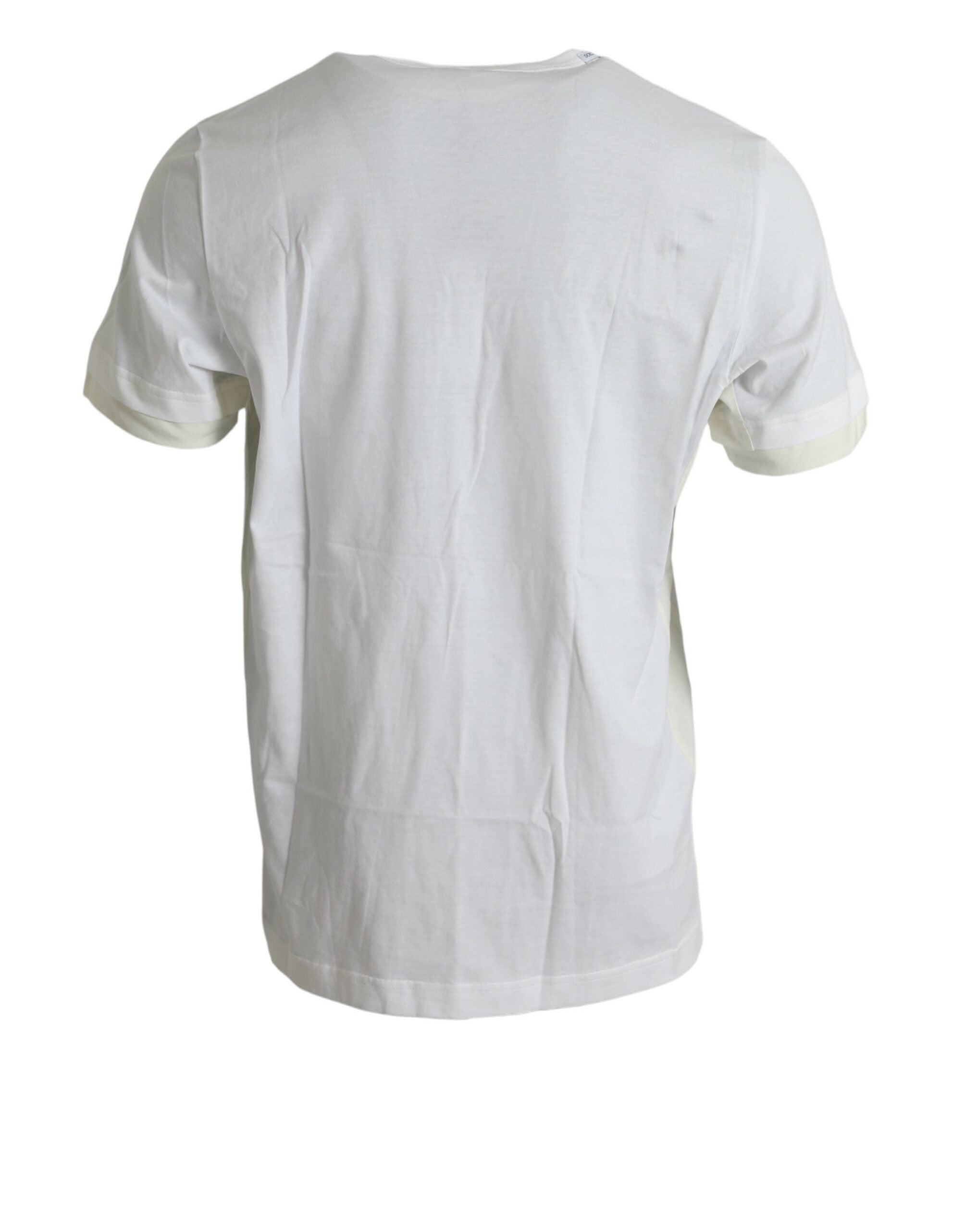 Elegant white cotton T-shirt with round neck