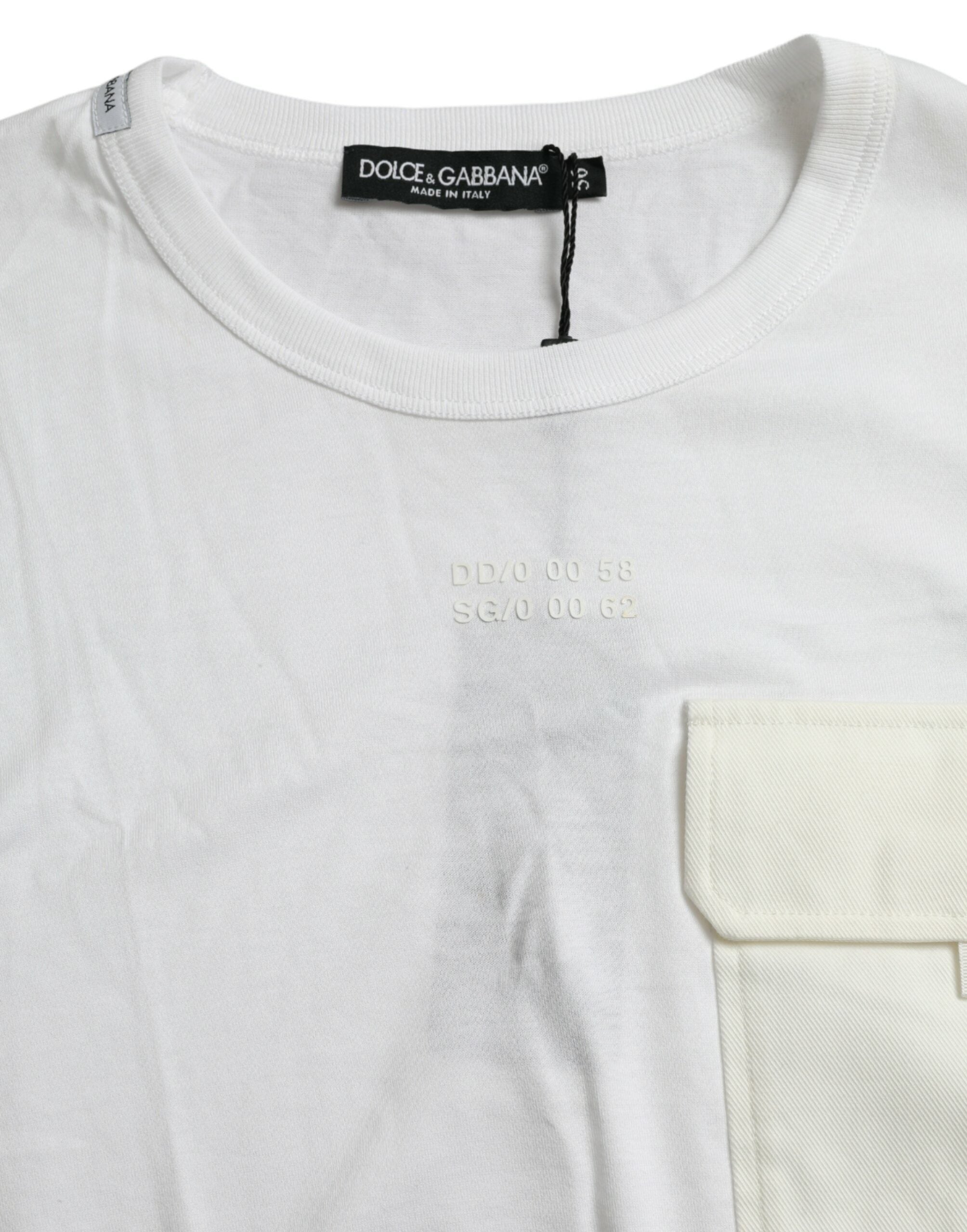 Elegant white cotton T-shirt with round neck