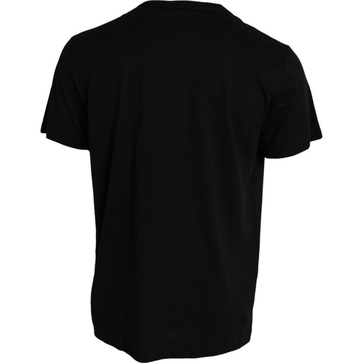 Schwarzes Silberketten-T-Shirt mit kurzen Ärmeln