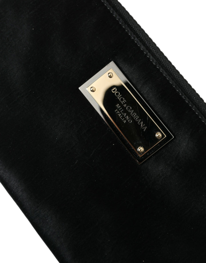Schwarzes Nylon Logo Plaque Schlüsselanhänger Beutel Clutch Taschen