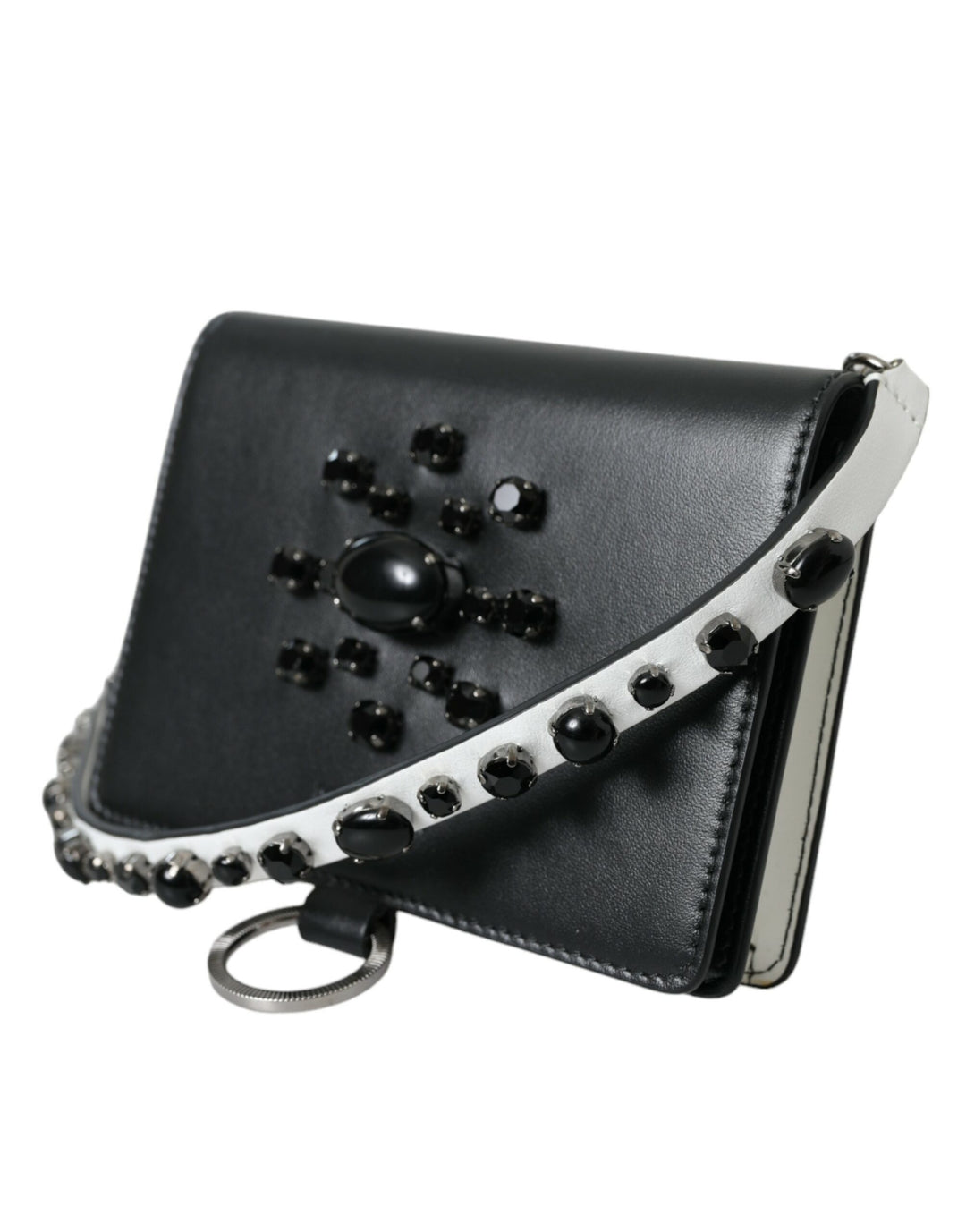 Elegantes Kartenetui aus Leder mit Kristallverzierung