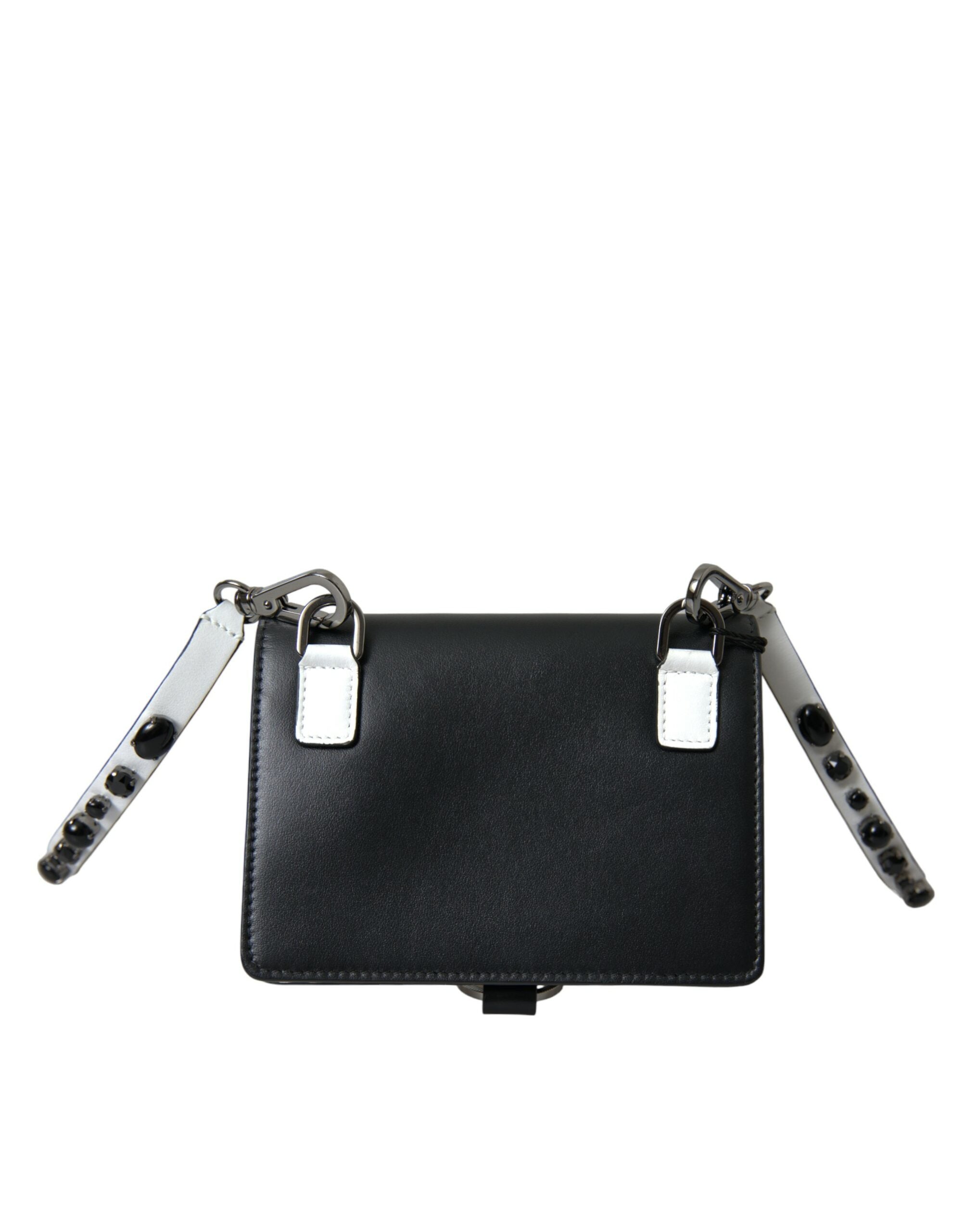 Elegant leather card holder with crystal decoration