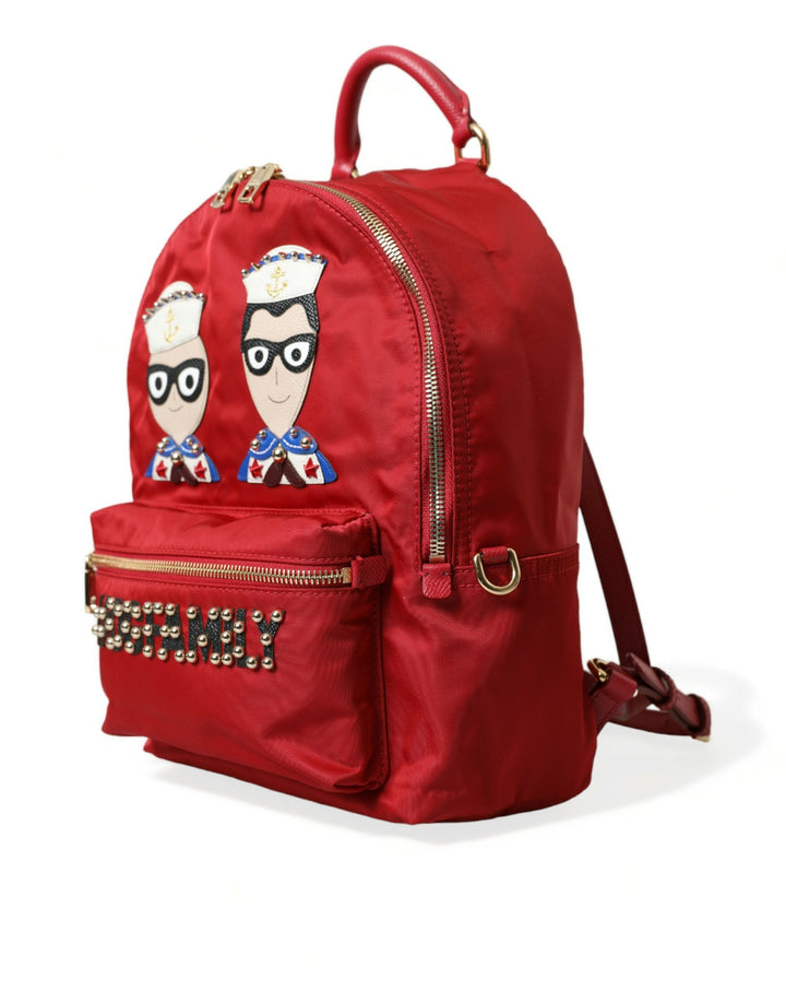 Dolce & Gabbana Verzierter roter Rucksack mit Goldverzierung