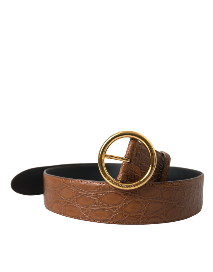 Elegant belt made of exotic leather - rich brown